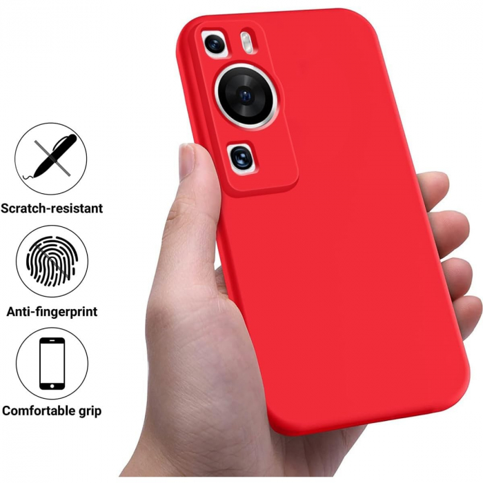 Husa de Protectie, Flippy, pentru Huawei P60 Pro, Liquid Silicon, cu Microfibra pe Interior, Protectie Antisoc, Compatibil Incarcare Wireless, Rosu [6]