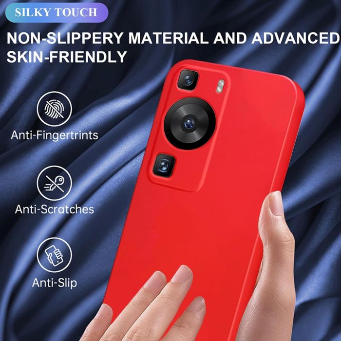 Husa de Protectie, Flippy, pentru Huawei P60 Pro, Liquid Silicon, cu Microfibra pe Interior, Protectie Antisoc, Compatibil Incarcare Wireless, Rosu [11]