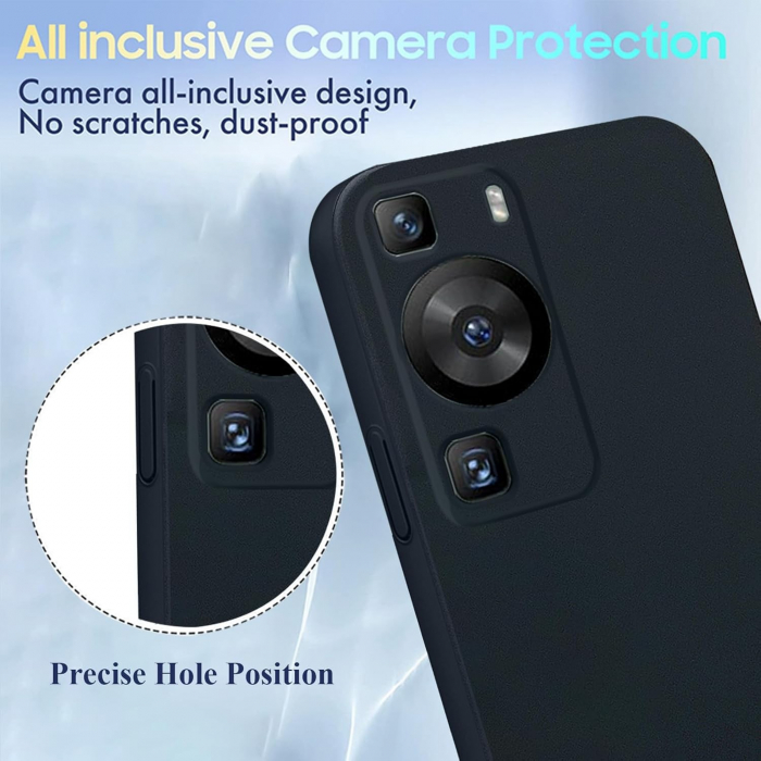 Husa de Protectie, Flippy, pentru Huawei P60 Pro, Liquid Silicone, cu Microfibra pe Interior, Protectie Antisoc, Compatibil Incarcare Wireless, Negru [2]