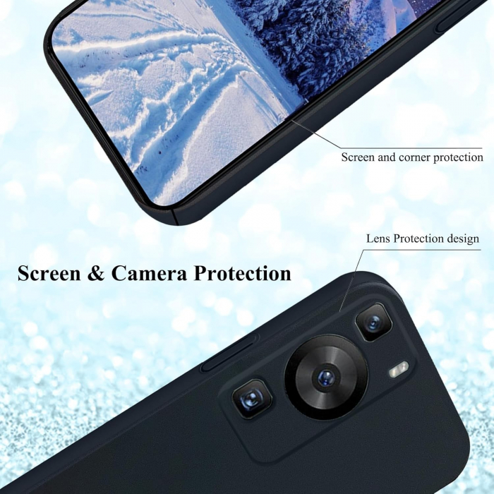 Husa de Protectie, Flippy, pentru Huawei P60 Pro, Liquid Silicone, cu Microfibra pe Interior, Protectie Antisoc, Compatibil Incarcare Wireless, Negru [4]
