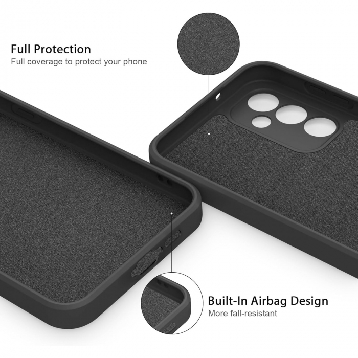 Husa de Protectie, Flippy, pentru Huawei P60 Pro, Liquid Silicone, cu Microfibra pe Interior, Protectie Antisoc, Compatibil Incarcare Wireless, Negru [7]