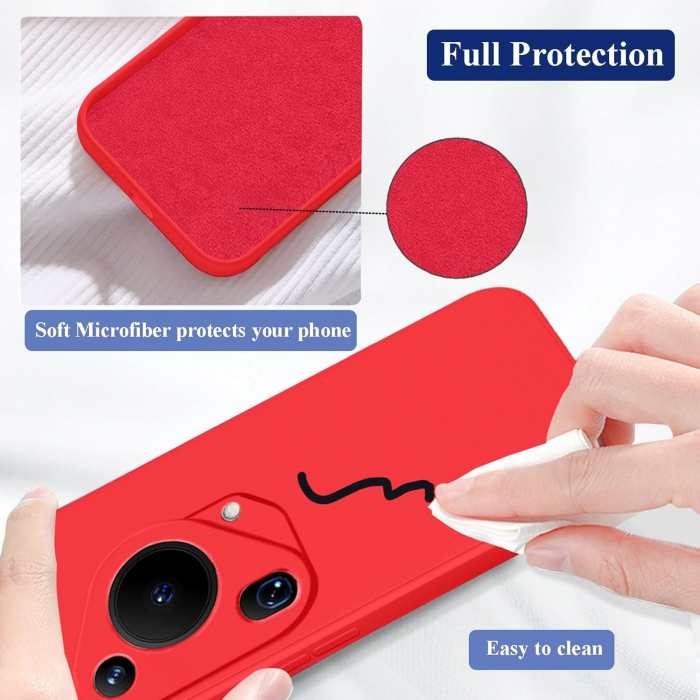 Husa de Protectie, Flippy, pentru Huawei Pura 70, Liquid Silicone, cu Microfibra pe Interior, Protectie Antisoc, Compatibil Incarcare Wireless, Rosu [6]
