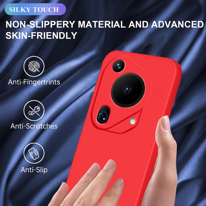 Husa de Protectie, Flippy, pentru Huawei Pura 70 Pro, Liquid Silicone, cu Microfibra pe Interior, Protectie Antisoc, Compatibil Incarcare Wireless, Rosu [7]