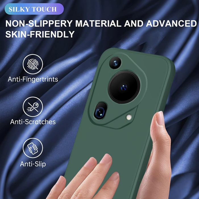 Husa de Protectie, Flippy, pentru Huawei Pura 70 Pro, Liquid Silicone, cu Microfibra pe Interior, Protectie Antisoc, Compatibil Incarcare Wireless, Verde [7]