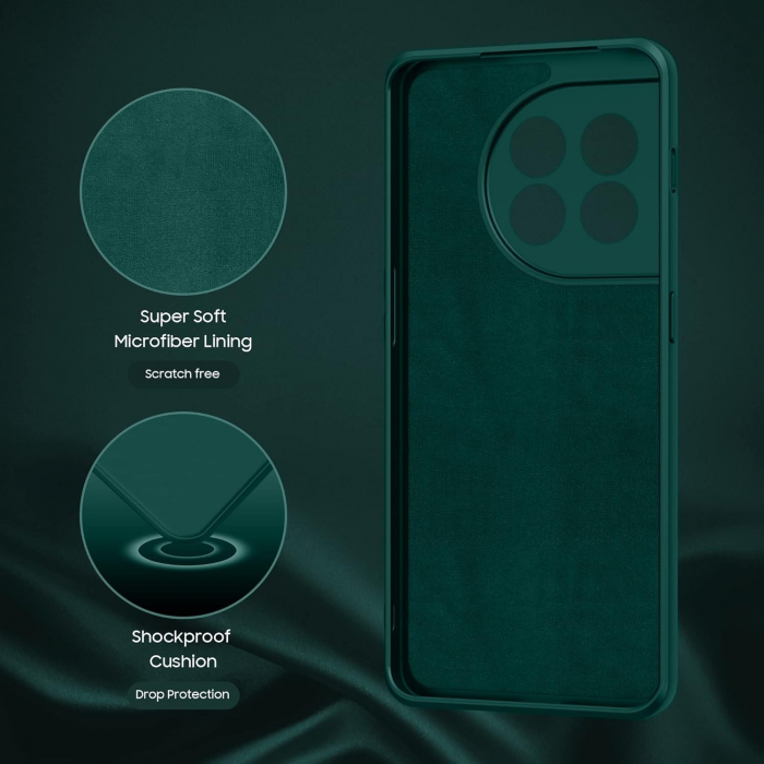 Husa de Protectie, Flippy, pentru OnePlus 11 5G, Liquid Silicone, cu Microfibra pe Interior, Protectie Antisoc, Compatibil Incarcare Wireless, Verde [5]