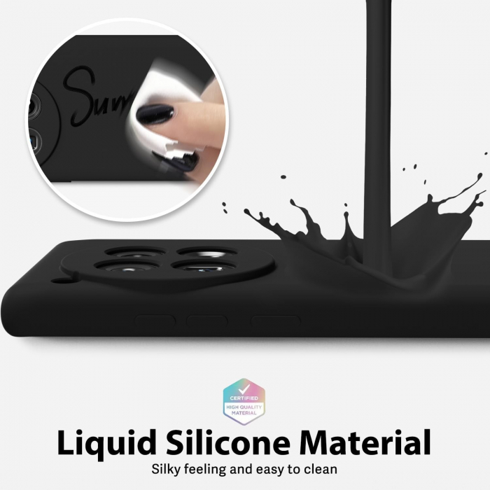 Husa de Protectie, Flippy, pentru OnePlus 12 5G, Liquid Silicone, cu Microfibra pe Interior, Protectie Antisoc, Compatibil Incarcare Wireless, Negru [5]