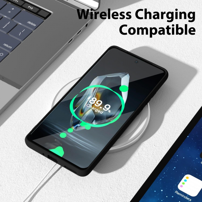 Husa de Protectie, Flippy, pentru OnePlus 12 5G, Liquid Silicone, cu Microfibra pe Interior, Protectie Antisoc, Compatibil Incarcare Wireless, Negru [3]