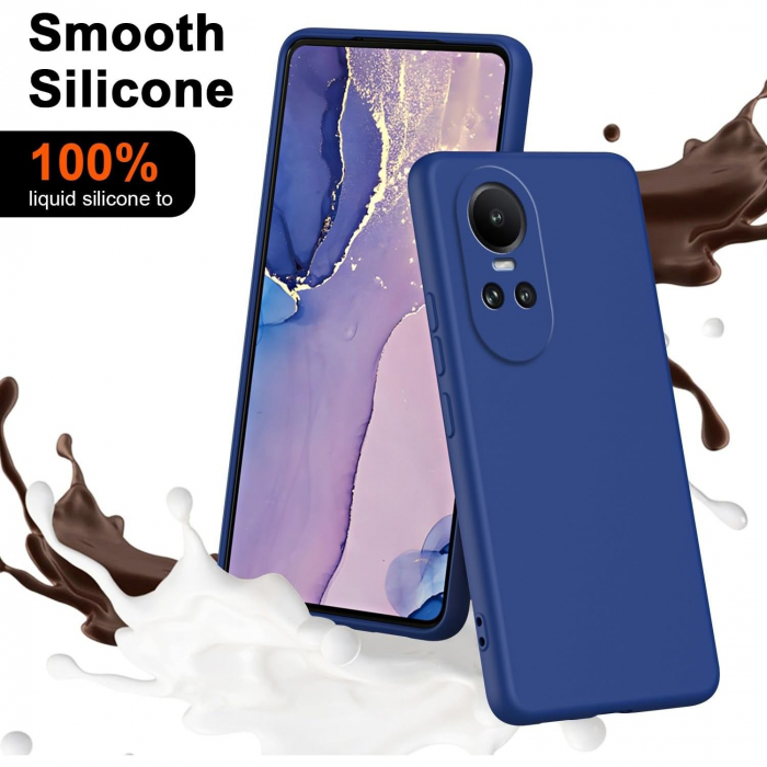 Husa de Protectie, Flippy, pentru Oppo Reno 10 5G, Liquid Silicone, cu Microfibra pe Interior, Protectie Antisoc, Compatibil Incarcare Wireless, Albastru [3]