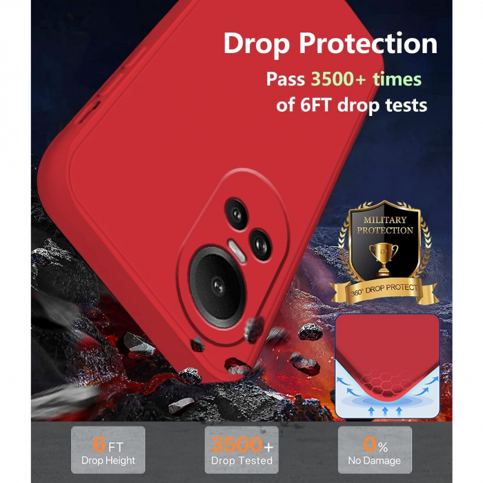 Husa de Protectie, Flippy, pentru Oppo Reno 10 5G, Liquid Silicone, cu Microfibra pe Interior, Protectie Antisoc, Compatibil Incarcare Wireless, Rosu [4]