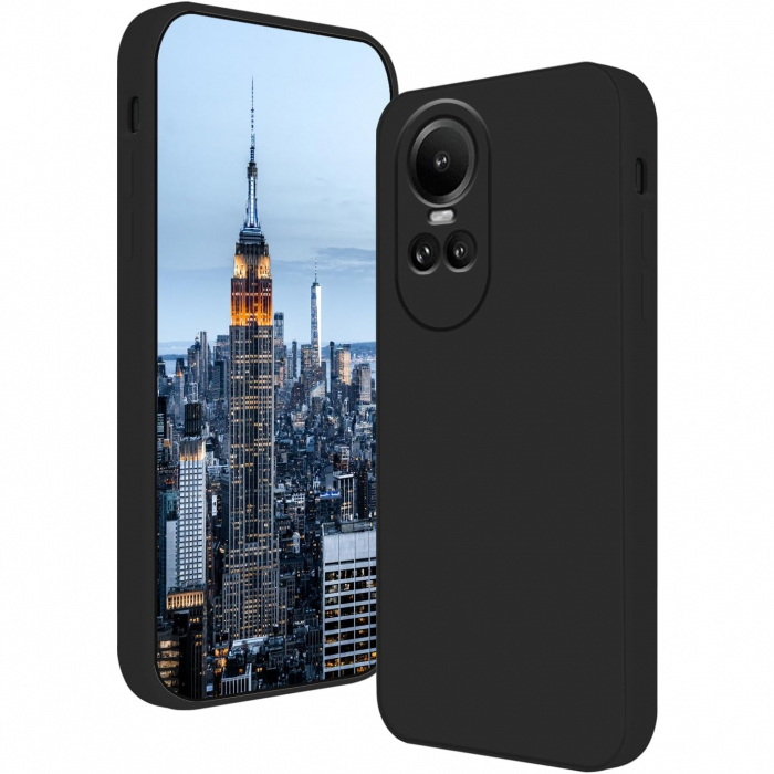 Husa de Protectie, Flippy, pentru Oppo Reno 10 Pro 5G, Liquid Silicone, cu Microfibra pe Interior, Protectie Antisoc, Compatibil Incarcare Wireless, Negru [1]