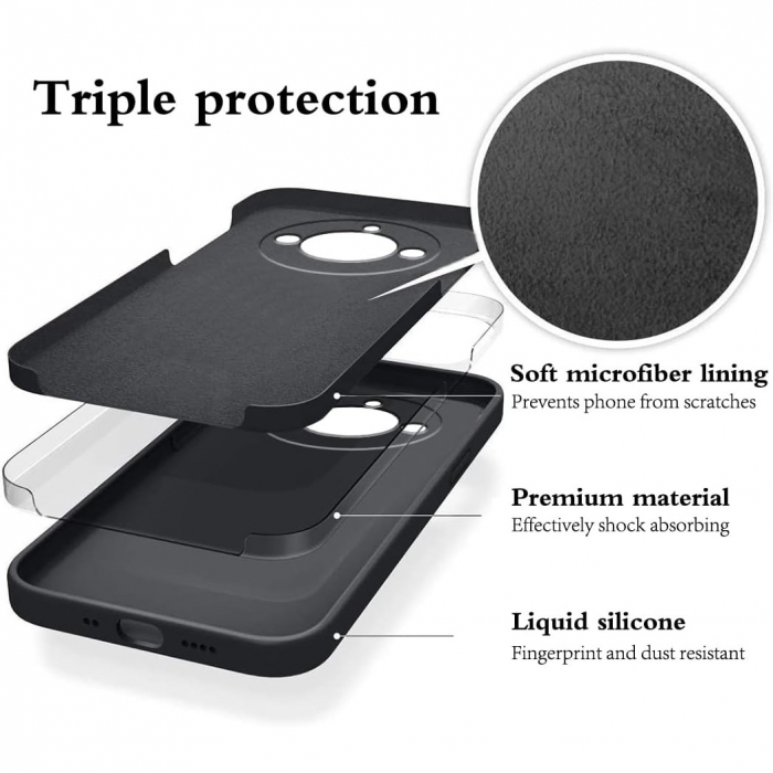 Husa de Protectie, Flippy, pentru Realme 11 Pro Plus, Liquid Silicone, cu Microfibra pe Interior, Protectie Antisoc, Compatibil Incarcare Wireless, Negru [2]