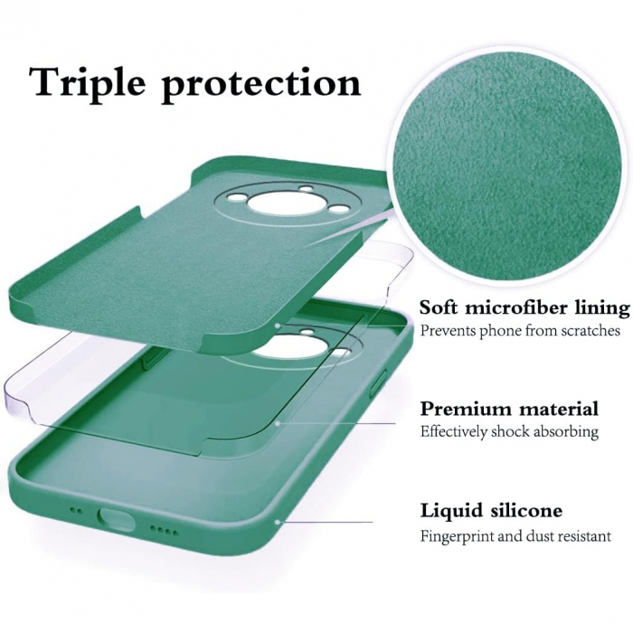 Husa de Protectie, Flippy, pentru Realme 11 Pro Plus, Liquid Silicone, cu Microfibra pe Interior, Protectie Antisoc, Compatibil Incarcare Wireless, Verde [2]