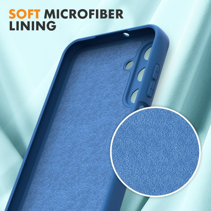 Husa de Protectie, Flippy, pentru Samsung Galaxy A15, Liquid Silicone, cu Microfibra pe Interior, Protectie Antisoc, Compatibil Incarcare Wireless, Albastru [5]