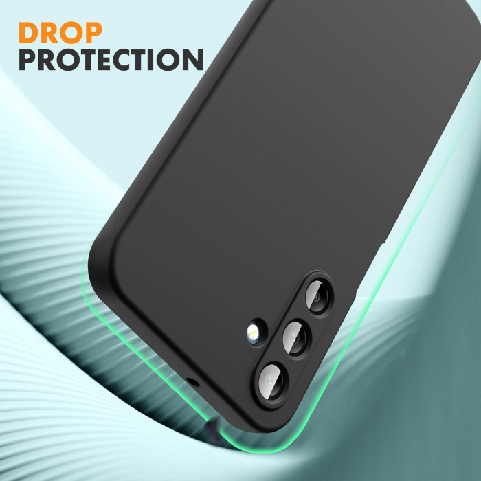 Husa de Protectie, Flippy, pentru Samsung Galaxy A15, Liquid Silicone, cu Microfibra pe Interior, Protectie Antisoc, Compatibil Incarcare Wireless, Negru [4]
