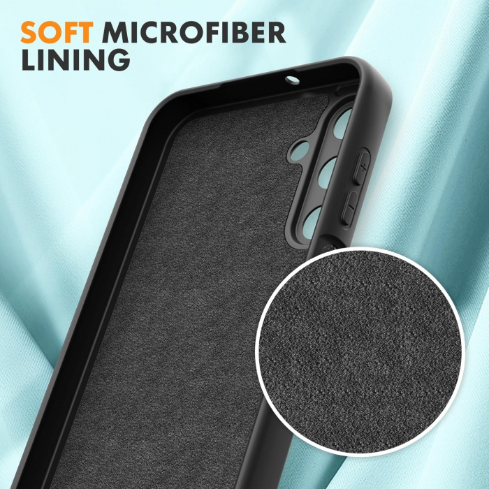 Husa de Protectie, Flippy, pentru Samsung Galaxy A15, Liquid Silicone, cu Microfibra pe Interior, Protectie Antisoc, Compatibil Incarcare Wireless, Negru [5]