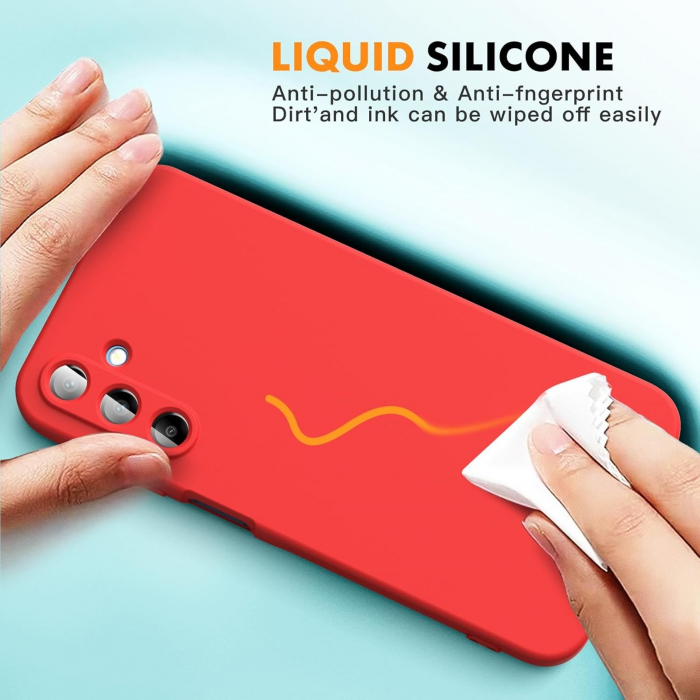 Husa de Protectie, Flippy, pentru Samsung Galaxy A15, Liquid Silicone, cu Microfibra pe Interior, Protectie Antisoc, Compatibil Incarcare Wireless, Rosu [7]