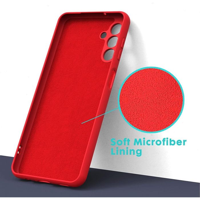 Husa de Protectie, Flippy, pentru Samsung Galaxy A35, Liquid Silicone, cu Microfibra pe Interior, Protectie Antisoc, Compatibil Incarcare Wireless, Rosu [5]