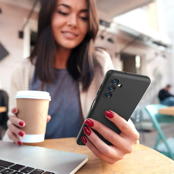 Husa de Protectie, Flippy, pentru Samsung Galaxy A55, Liquid Silicone, cu Microfibra pe Interior, Protectie Antisoc, Compatibil Incarcare Wireless, Negru [2]