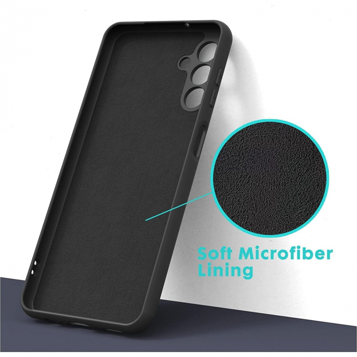Husa de Protectie, Flippy, pentru Samsung Galaxy A55, Liquid Silicone, cu Microfibra pe Interior, Protectie Antisoc, Compatibil Incarcare Wireless, Negru [5]