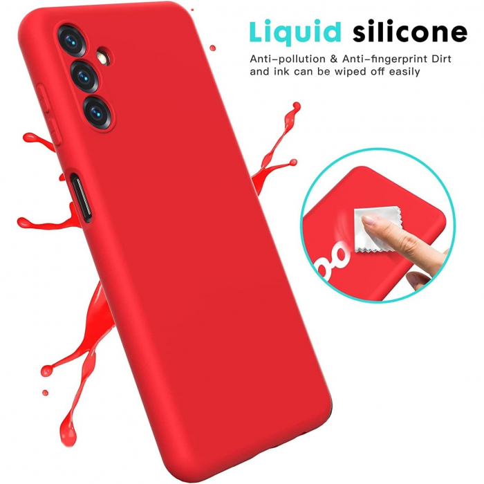 Husa de Protectie, Flippy, pentru Samsung Galaxy S24 FE, Liquid Silicone, cu Microfibra pe Interior, Protectie Antisoc, Compatibil Incarcare Wireless, Rosu [3]