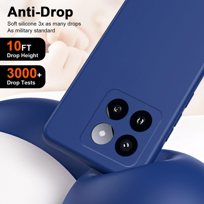 Husa de Protectie, Flippy, pentru Xiaomi 14, Liquid Silicone, cu Microfibra pe Interior, Protectie Antisoc, Compatibil Incarcare Wireless, Albastru [5]