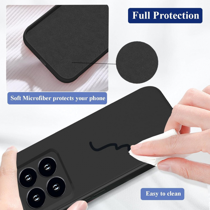 Husa de Protectie, Flippy, pentru Xiaomi 14, Liquid Silicone, cu Microfibra pe Interior, Protectie Antisoc, Compatibil Incarcare Wireless, Negru [4]
