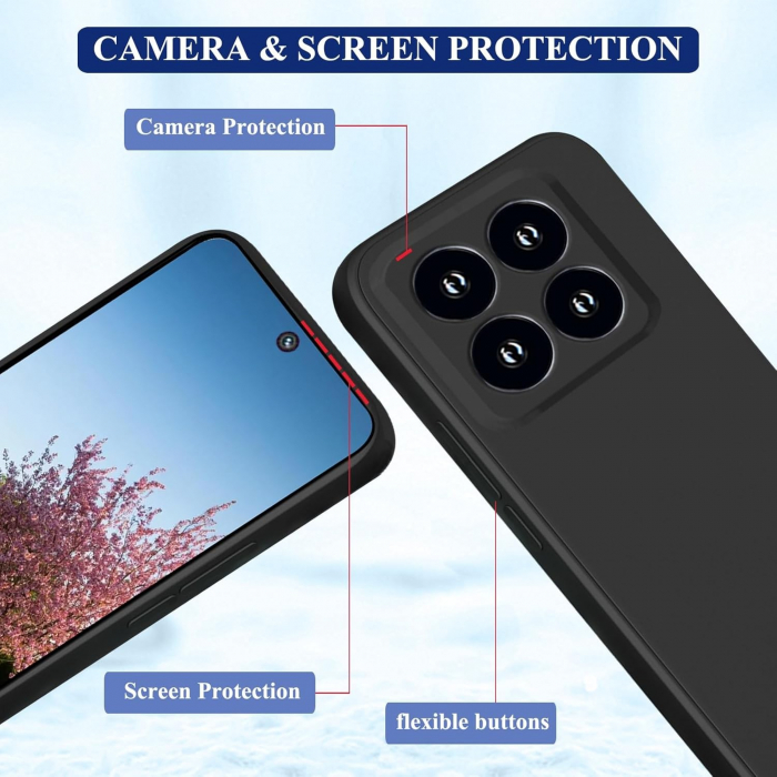 Husa de Protectie, Flippy, pentru Xiaomi 14, Liquid Silicone, cu Microfibra pe Interior, Protectie Antisoc, Compatibil Incarcare Wireless, Negru [6]