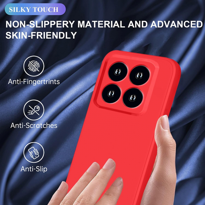 Husa de Protectie, Flippy, pentru Xiaomi 14, Liquid Silicone, cu Microfibra pe Interior, Protectie Antisoc, Compatibil Incarcare Wireless, Rosu [7]