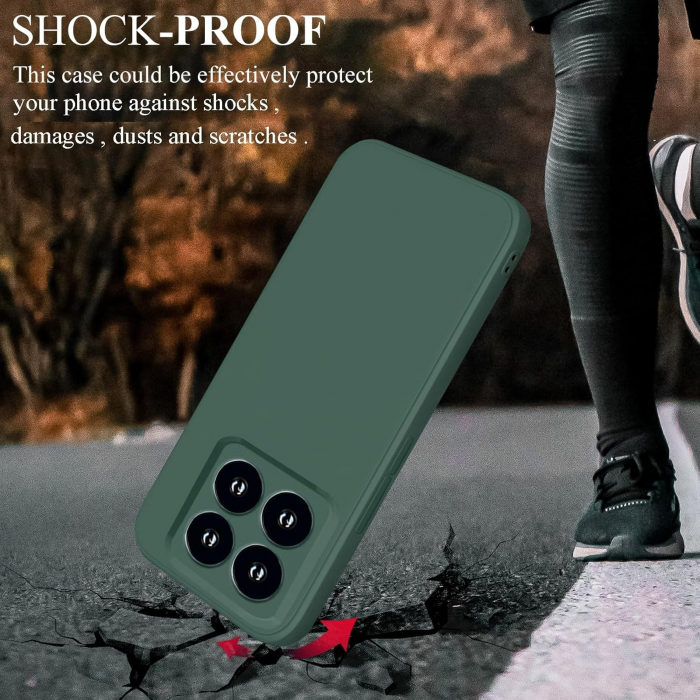 Husa de Protectie, Flippy, pentru Xiaomi 14, Liquid Silicone, cu Microfibra pe Interior, Protectie Antisoc, Compatibil Incarcare Wireless, Verde [5]