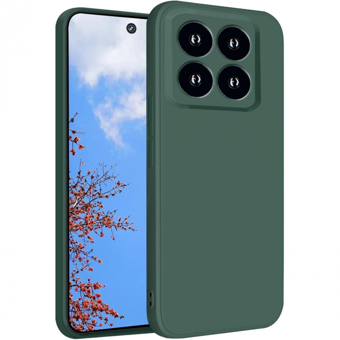 Husa de Protectie, Flippy, pentru Xiaomi 14, Liquid Silicone, cu Microfibra pe Interior, Protectie Antisoc, Compatibil Incarcare Wireless, Verde [1]