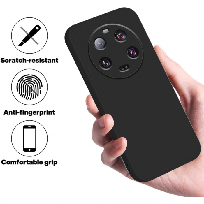 Husa de Protectie, Flippy, pentru Xiaomi 14 Ultra, Liquid Silicone, cu Microfibra pe Interior, Protectie Antisoc, Compatibil Incarcare Wireless, Negru [5]