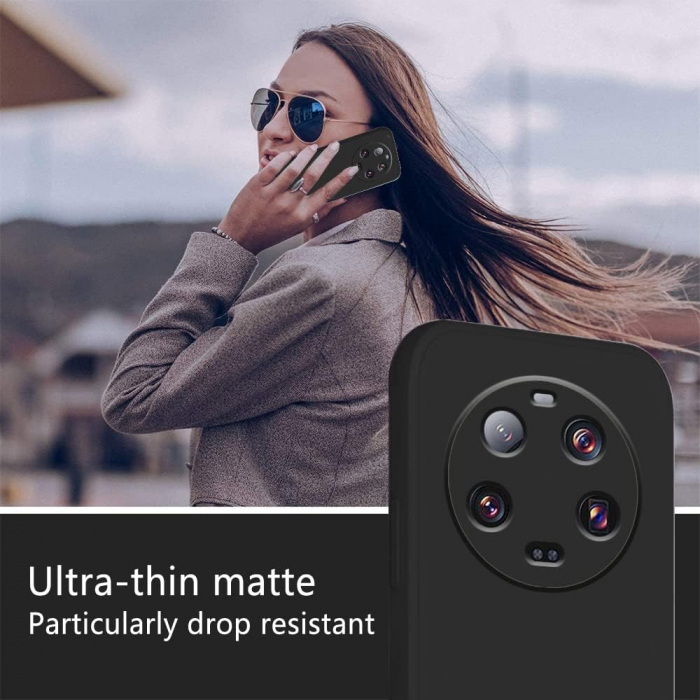 Husa de Protectie, Flippy, pentru Xiaomi 14 Ultra, Liquid Silicone, cu Microfibra pe Interior, Protectie Antisoc, Compatibil Incarcare Wireless, Negru [6]