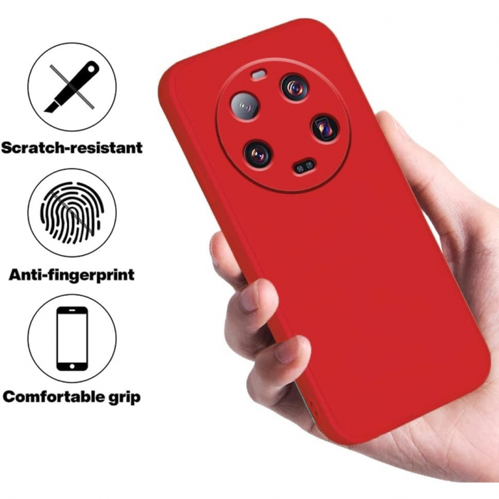 Husa de Protectie, Flippy, pentru Xiaomi 14 Ultra, Liquid Silicone, cu Microfibra pe Interior, Protectie Antisoc, Compatibil Incarcare Wireless, Rosu [5]