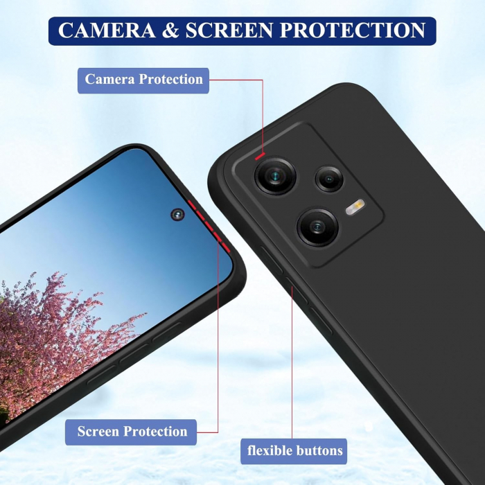 Husa de Protectie, Flippy, pentru Xiaomi Redmi Note 12 Pro 5G, Liquid Silicone, cu Microfibra pe Interior, Protectie Antisoc, Compatibil Incarcare Wireless, Negru [5]