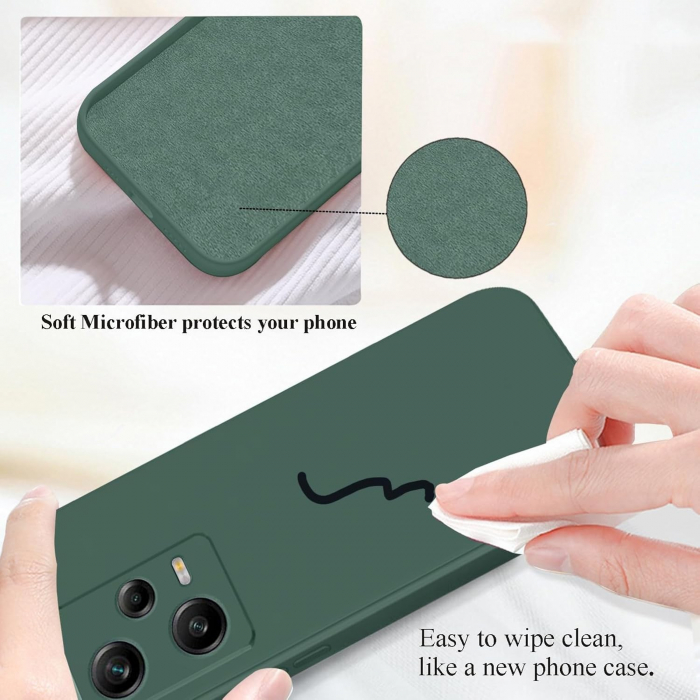 Husa de Protectie, Flippy, pentru Xiaomi Redmi Note 12 Pro 5G, Liquid Silicone, cu Microfibra pe Interior, Protectie Antisoc, Compatibil Incarcare Wireless, Verde [5]