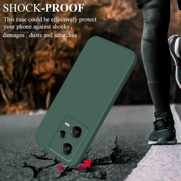 Husa de Protectie, Flippy, pentru Xiaomi Redmi Note 12 Pro 5G, Liquid Silicone, cu Microfibra pe Interior, Protectie Antisoc, Compatibil Incarcare Wireless, Verde [4]