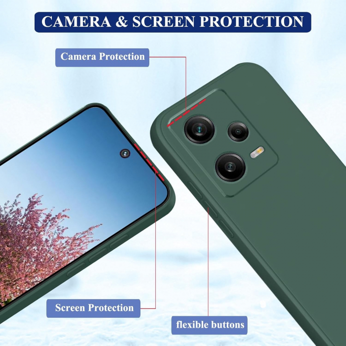 Husa de Protectie, Flippy, pentru Xiaomi Redmi Note 12 Pro 5G, Liquid Silicone, cu Microfibra pe Interior, Protectie Antisoc, Compatibil Incarcare Wireless, Verde [6]