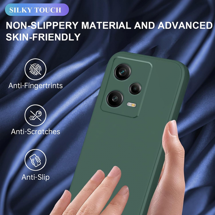 Husa de Protectie, Flippy, pentru Xiaomi Redmi Note 12 Pro 5G, Liquid Silicone, cu Microfibra pe Interior, Protectie Antisoc, Compatibil Incarcare Wireless, Verde [7]