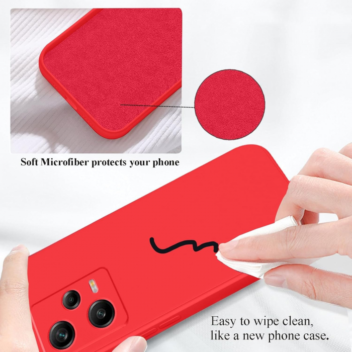 Husa de Protectie, Flippy, pentru Xiaomi Redmi Note 12 Pro 5G, Liquid Silicone, cu Microfibra pe Interior, Protectie Antisoc, Compatibil Incarcare Wireless, Rosu Camellia [4]