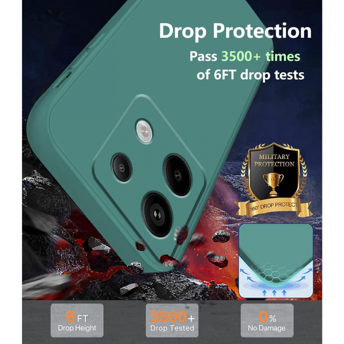 Husa de Protectie, Flippy, pentru Xiaomi Redmi Note 13 5G, Liquid Silicone, cu Microfibra pe Interior, Protectie Antisoc, Compatibil Incarcare Wireless, Verde [5]