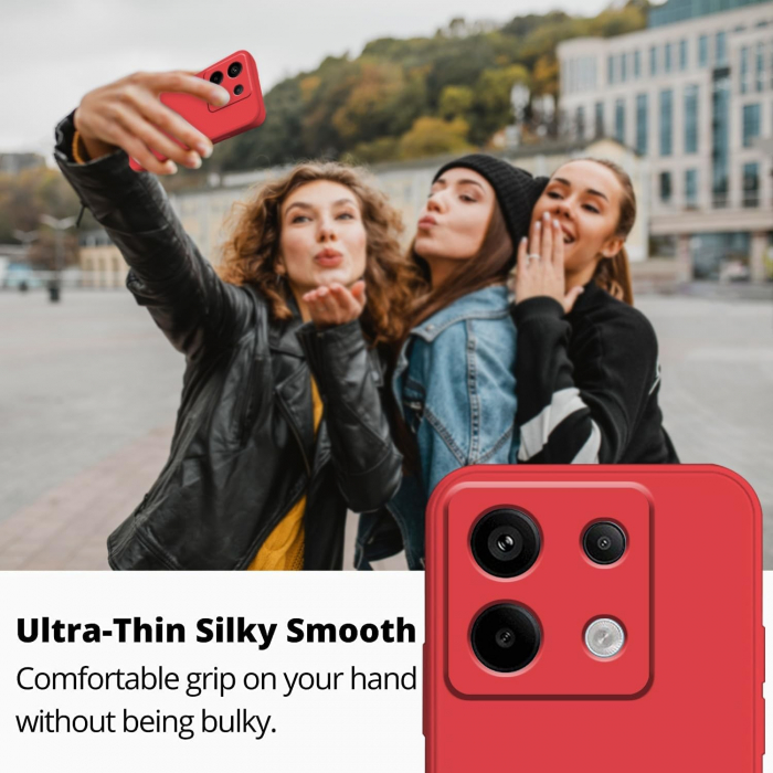 Husa de Protectie, Flippy, pentru Xiaomi Redmi Note 13 Pro 5G, Liquid Silicone, cu Microfibra pe Interior, Protectie Antisoc, Compatibil Incarcare Wireless, Rosu [6]