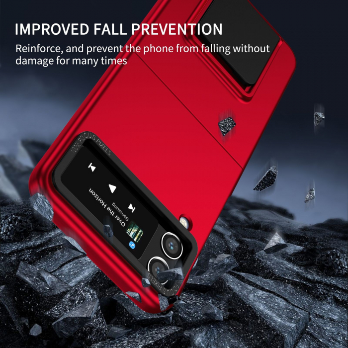 Husa de protectie Flippy, Pliere Tridimensionala, Multifunctionala, PC, pentru Samsung Galaxy Z Flip 4 / Z Flip 4 5G , Rosu [2]
