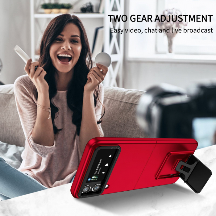 Husa de protectie Flippy, Pliere Tridimensionala, Multifunctionala, PC, pentru Samsung Galaxy Z Flip 4 / Z Flip 4 5G , Rosu [5]