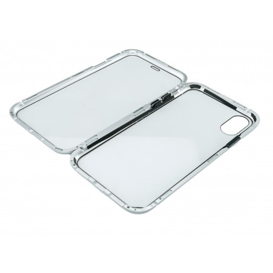 Husa de protectie Magnetic 360, Folie sticla inclusa, pentru Apple iPhone X, Argintiu [3]
