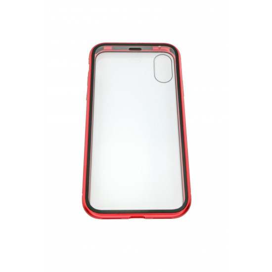 Husa de protectie Magnetic 360, Folie sticla inclusa, pentru Apple iPhone X, Rosu [5]
