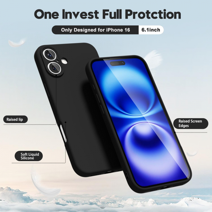 Husa de Protectie Matte TPU, Flippy, pentru Apple iPhone 16 Plus, Protectie Camera, Antisoc, Antizgariere, Antialunecare, Acoperire Completa, Negru [4]
