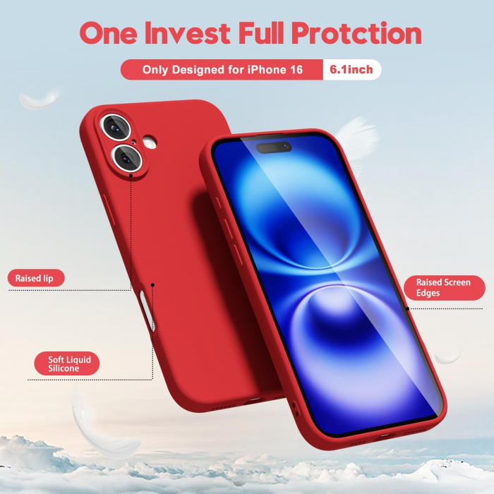 Husa de Protectie Matte TPU, Flippy, pentru Apple iPhone 16 Plus, Protectie Camera, Antisoc, Antizgariere, Antialunecare, Acoperire Completa, Rosu [5]