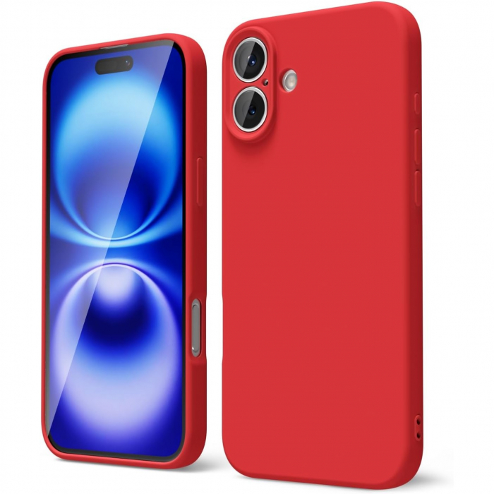Husa de Protectie Matte TPU, Flippy, pentru Apple iPhone 16 Plus, Protectie Camera, Antisoc, Antizgariere, Antialunecare, Acoperire Completa, Rosu [1]