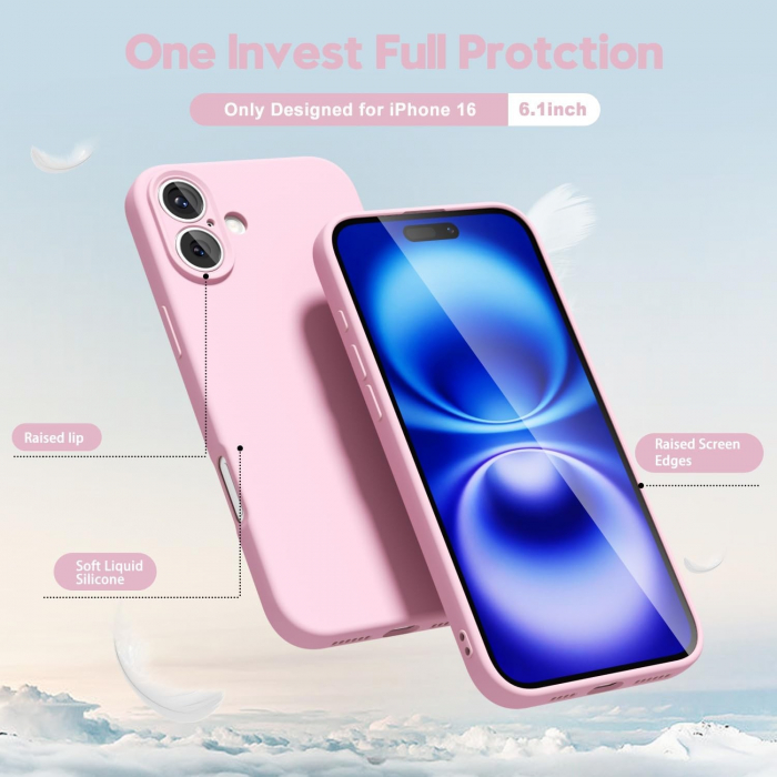 Husa de Protectie Matte TPU, Flippy, pentru Apple iPhone 16 Plus, Protectie Camera, Antisoc, Antizgariere, Antialunecare, Acoperire Completa, Roz [5]