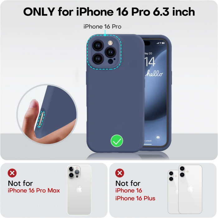 Husa de Protectie Matte TPU, Flippy, pentru Apple iPhone 16 Pro, Protectie Camera, Antisoc, Antizgariere, Antialunecare, Acoperire Completa, Albastru [3]